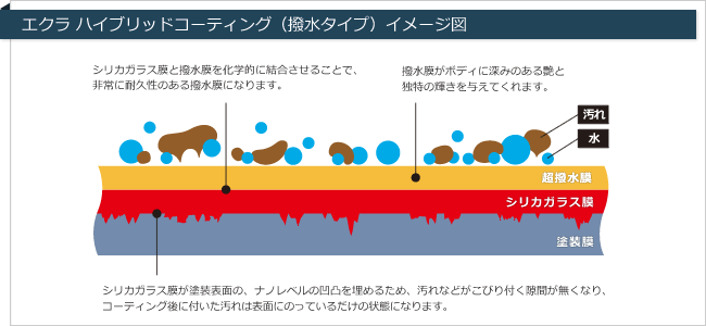 エクラハイブリッドコーティング　撥水タイプ　イメージ図